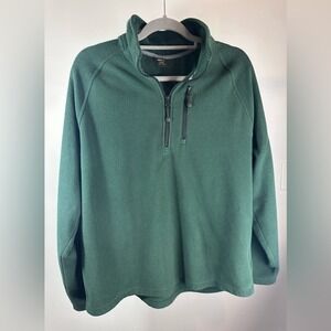 Lightweight Green‎ Fleece Starter Quarter Zip Pullover Mens Large